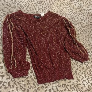Jeb Levy Burgundy Sweater with Gold Accents